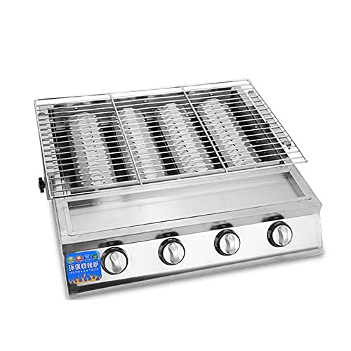 Barbecue à gaz à économie d'énergie en acier inoxydable argent 4 pièces