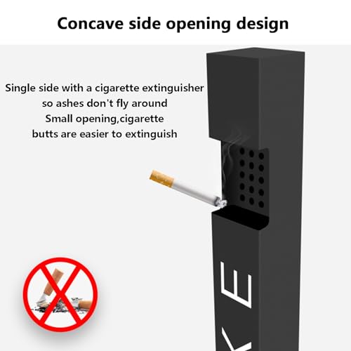 Cendrier sur pied d'extérieur colonne verticale mégots cigarette noir - 4