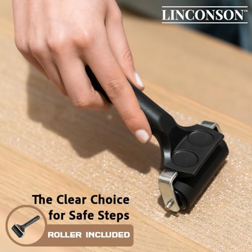 linconson Clear Slip Resistant Stairs Tread Grip Tape | 4” x 32” | Anti Slip Strips-PVC Free (15 Pack) | Easy Install Roller Included