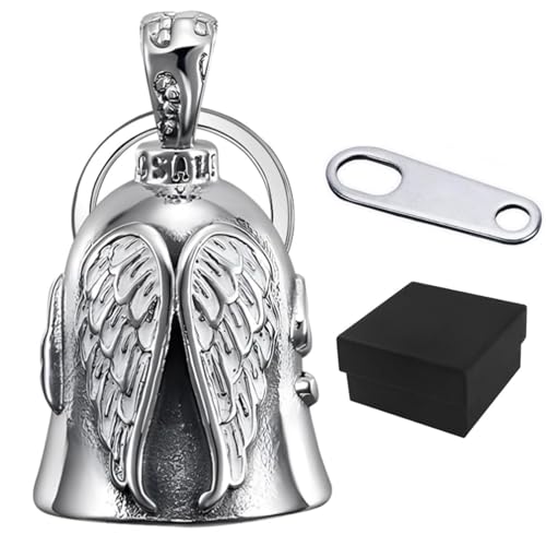 Image of Guardian Bell, Angle Wings Guardian Bell for Bike Car Motorcycles Guardian Bells Keychain Suitable Rider Gear Cycling Events Commuter Bikes Vintage Bike Restoration Handlebars