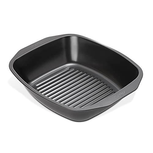 Prestige Bandeja para asar grande – Bandeja antiadherente para hornear con bandeja integral para asar 42 x 34,5 x 9 cm, acero al carbono de calibre pesado y bandeja de horno apta para lavavajillas