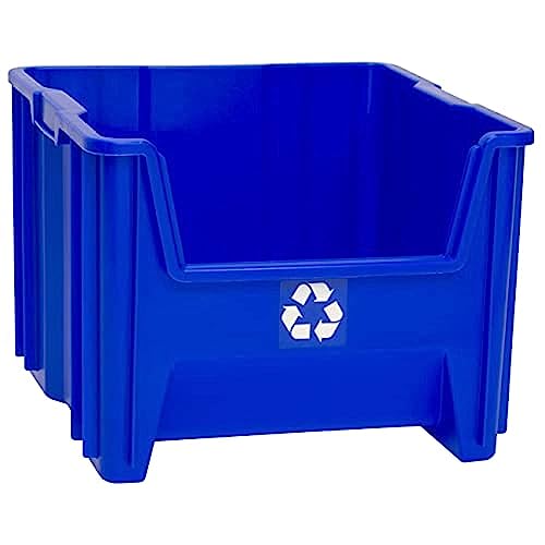 Readyspace 13018BLUERS Commercial Industrial Heavy Duty Stackable Open-Front Recycling Bin Box Containers thumb #3