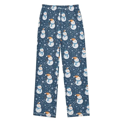 Cute Snowman and Snowflake Pajamas Bottoms with Pockets Comfy Pjs Sleepwear Elastic Waistband Pajamas Pants Lounge Pants