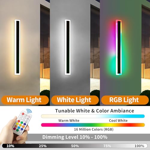 Bande LED éclairage mural étanche avec applique murale longue télécommandée de 100cm - 2