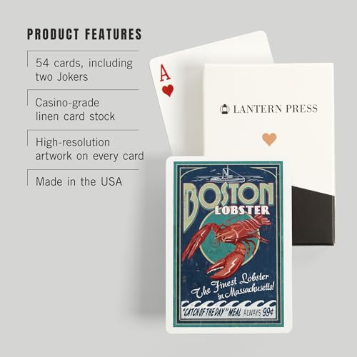 Baraja Boston Vintage Langosta, 52 naipes póker miniatura 3