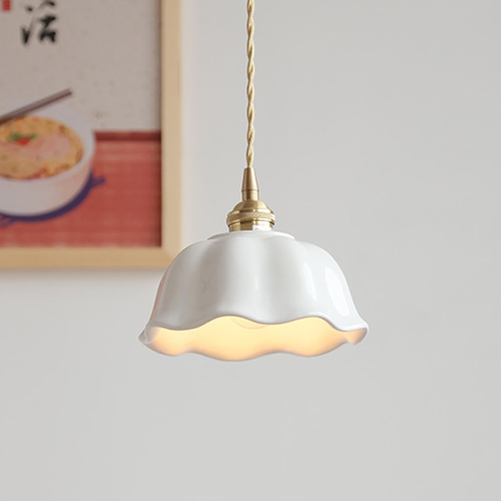 Lampe Suspendue Vintage Suspensions Luminaire Plafonniers Créative en Céramique Blanc Lustre de Plafond Rétro E27 Lampe à Crochet pour Cuisine Salle à Manger Chambre