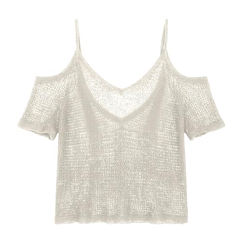 Suéter de crop transparente monocolor para combinar con camisetas de tirantes 6
