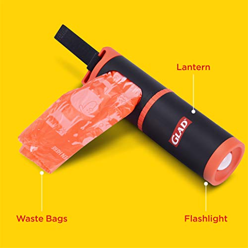 Image of Glad for Pets Bright Leash Waste Bag Dispenser with Flashlight Dog Waste Bag Dispenser Includes 15 Dog Waste Bags with Safety Lights for Walkers Refillable Pet Waste Bag Dispenser for Dog Walking