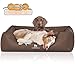 Knuffelwuff Orthopädisches Hundebett Hundesofa Hundekissen Hundekorb Chesapeake aus Laser gestepptem marmoriertem Kunstleder XXL 120 x 85cm Braun