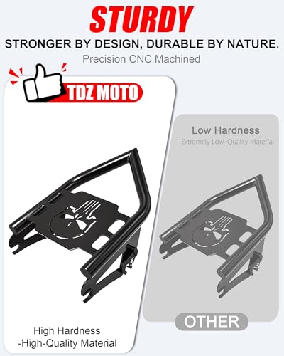Image of Black Detachable Luggage Rack with 4 Point Covers Kit for Harley Touring, Street Glide, Road Glide, Electra Glide, Road King, Ultra Limited 2009-2025