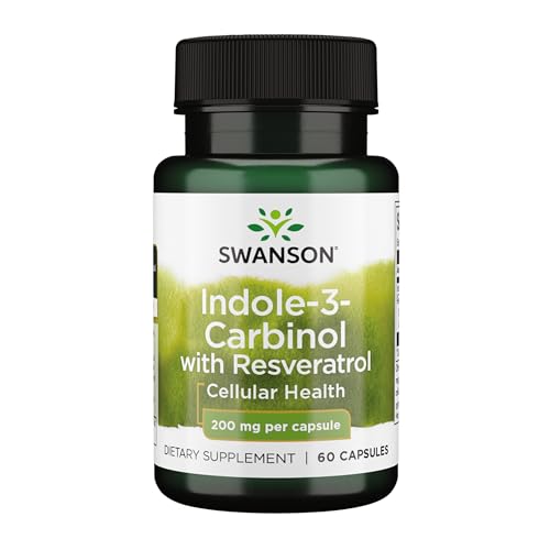 Swanson Indole-3-Carbinol with Resveratrol - I3C Supplement Promoting Cellular Protection - Natural Supplement to Help Maintain Healthy Hormone Balance - (60 Capsules, 200mg Each)