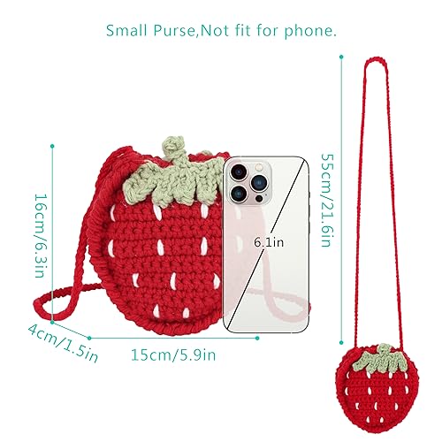 Image of Minache Women Mini Fruit Knitting yarn Crochet Crossbody Shoulder Bag Coin Purse