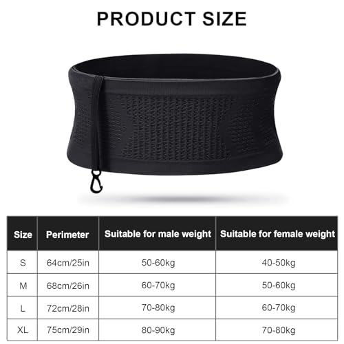 Cinturón para Correr Cinturón de Fitness, Riñonera Oculta Transpirable De Punto Multifuncional, Unisex Riñonera de Ejercicio Running Reversible para Senderismo, Jogging (S) Negro - imagen 2