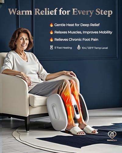 Image of HomeCare Foot Massager with Heat & Ice Therapy, Shiatsu Deep Kneading Compression Foot Massagers for Plantar Fasciitis & Neuropathy Relief, Adjustable Intensity, FCC /CE Certified