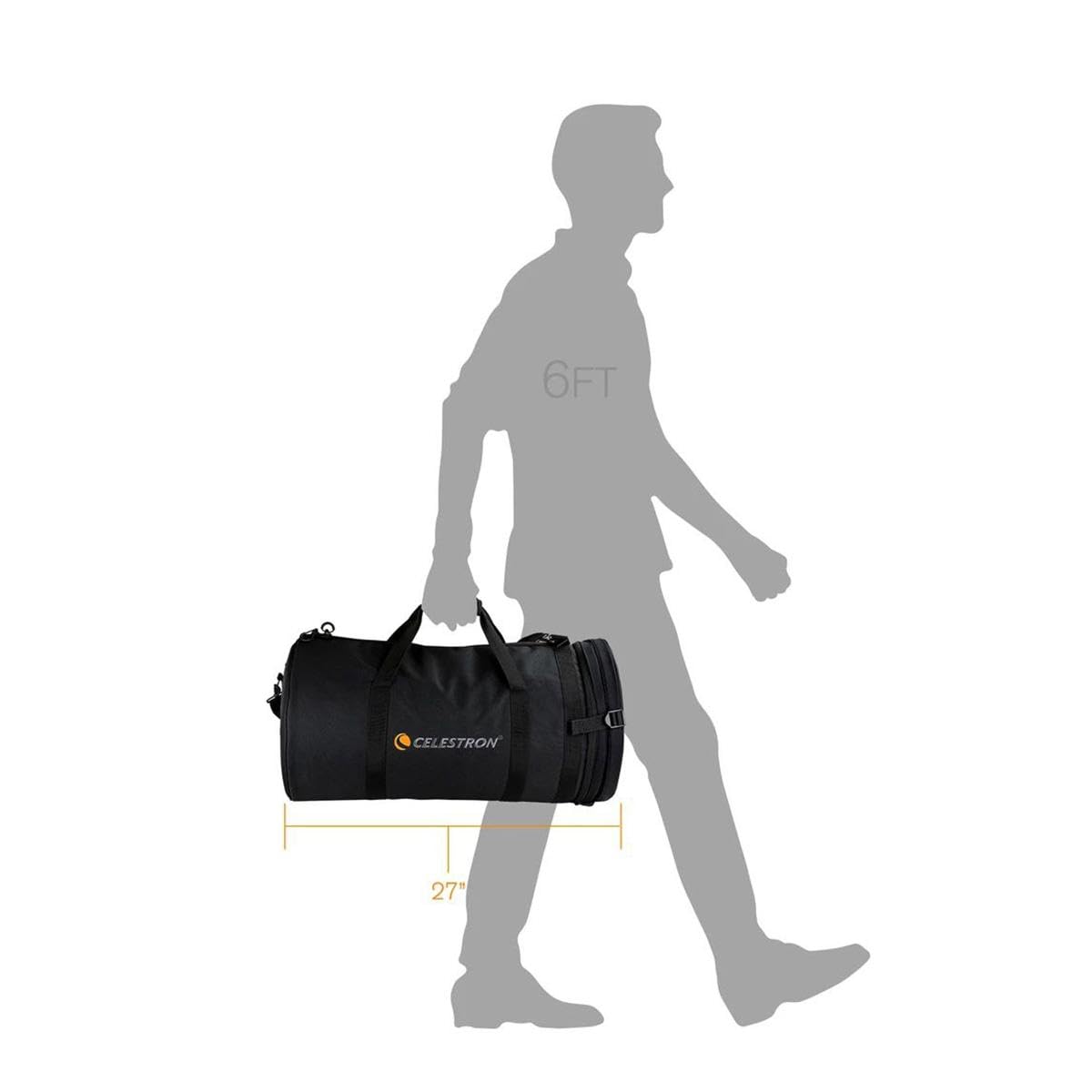 Celestron 94027 Sacca telescopio per tubi ottici 11” Schmidt Cassegrain ed EdgeHD – Custodia per trasporto impermeabile e resistente con pareti protettive, tasca per accessori, fascia imbottita, Nero