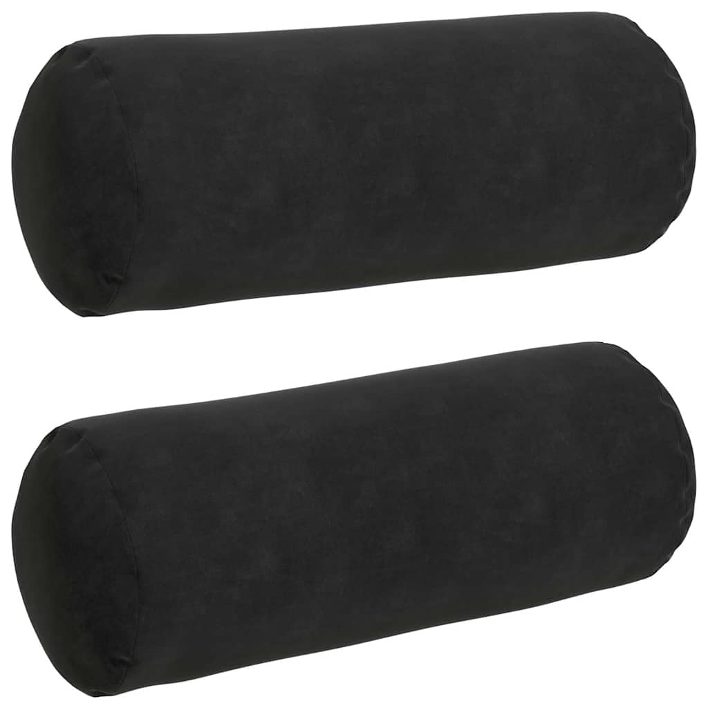 2 cuscini imbottiti neri Ø 15 x 40 cm, morbido tessuto a coste, sfoderabile, imbottitura in poliestere, per divano, letto e sedia