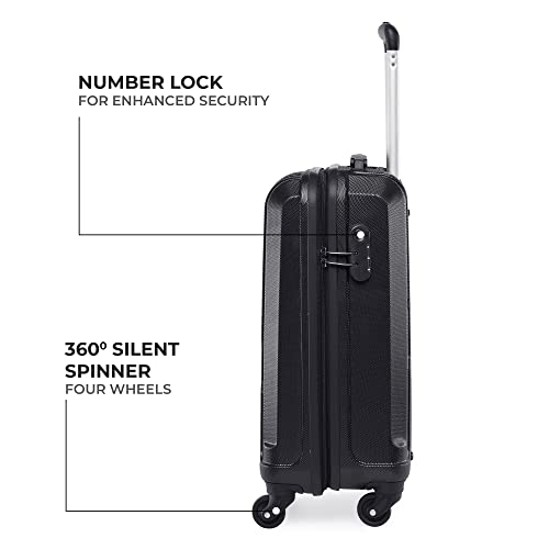 Image of Stony Brook By Nasher Miles Storm 55 Cm Cabin Polycarbonate Hard Sided 8 Spinner Wheels Luggage /Trolley Bag /Suitcase (Black) 360 Degree