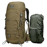 Mardingtop 50L バックパック 大容量 登山 リュック タクティカル パック ミリタリー リュックサック 軍用 キャンプ トレッキング 旅行 防災 レインカバー付き カーキ