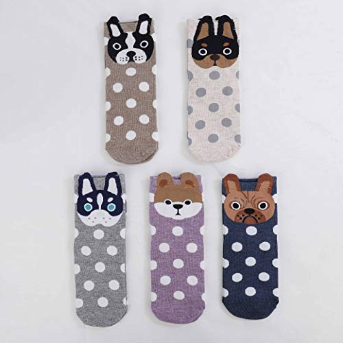 HONGXIN-SHOP Damen Socken Hund Motive Cartoon Tier Socken Baumwolle Socken 5 Paar