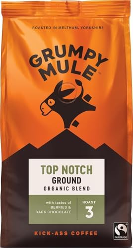 Grumpy Mule Top Notch Organic Blend Ground Coffee with notes of Berries and Dark Chocolate 200g