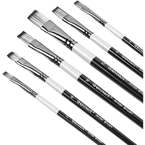 Flat Paint Brushes Set, 6 Pcs Artist Paintbrushes for Acrylic Oil Watercolor Gouache Painting, Premium Nylon Hair Art Paint Brush for Beginners and Professionals Cover