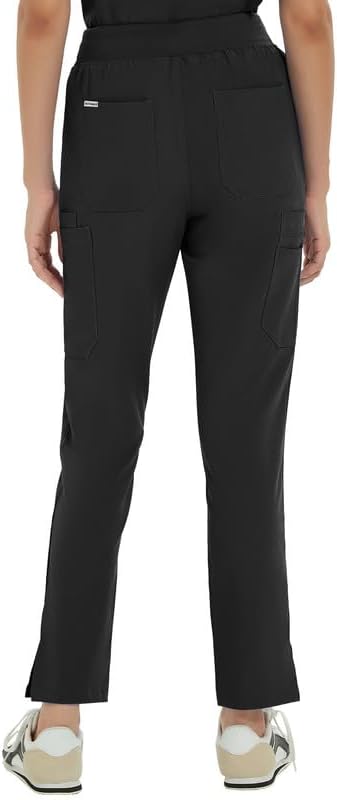 Kitmaz Scrub Pants for Women, Mid Rise Stretch Anti-Wrinkle Skinny Straight Leg Cargo Pants with Yoga Waistband & 10 Pockets - Image 2