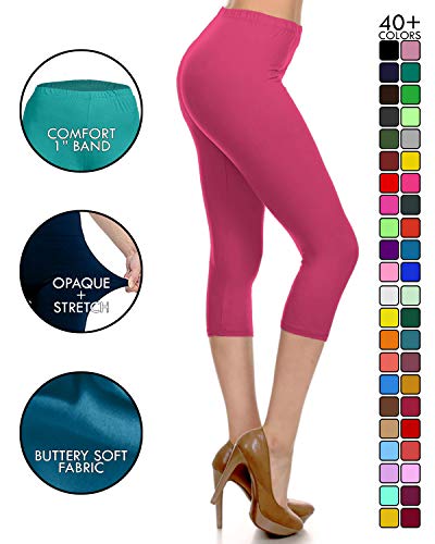 Image of Leggings Depot Women's High Waist Leggings Soft 1 inch Waistband Solid Pants - Regular, Plus, 1X3X, 3X5X
