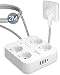 Produktbild LENCENT 4 Fach Flachstecker Steckdosenleiste, USB Steckdosenleiste mit Überspannungsschutz, 4 AC, 3 USB und 1 Typ C Anschlüsse, Steckerleiste mit 2M Geflochtenem Kabel für Wandsteckdose