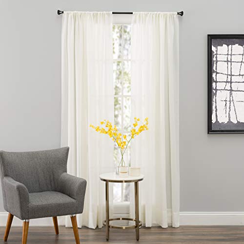 SmartSheer Thermoregulating Semi-Sheer Curtains Energy-Saving Privacy Panels with UV Light Deflection Heat & Cold Insulation (Ivory 95L x 59W Single Panel)