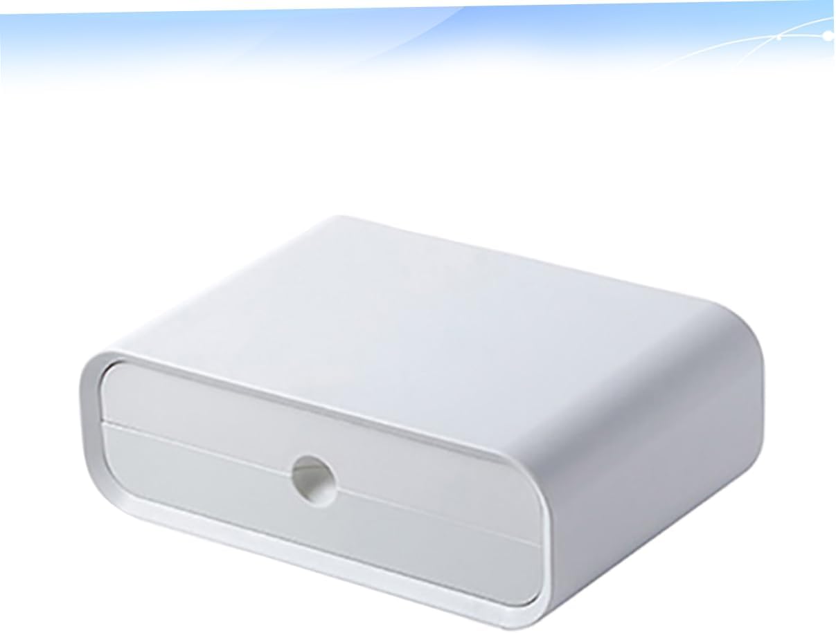 TEHAUX Multifunctional Desktop Organizer Monitor Stand White Storage Rack for Computer and Cable Management for Home Office and Entertainment Centers