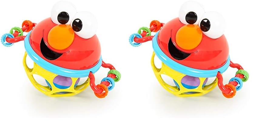 Bright Starts Sesame Street Jingle & Shake Elmo BPA-Free Easy Grasp Baby Rattle, Ages 3-12 Months (Pack of 2)