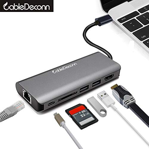 CableDeconn USB C Hub USB3.1 Type C to HD Mi RJ45 Converter Thunderbolt 3 Adapter Cable for MacBook Pro 2017 2016 Dell XPS Xiao Mi Acer Asus