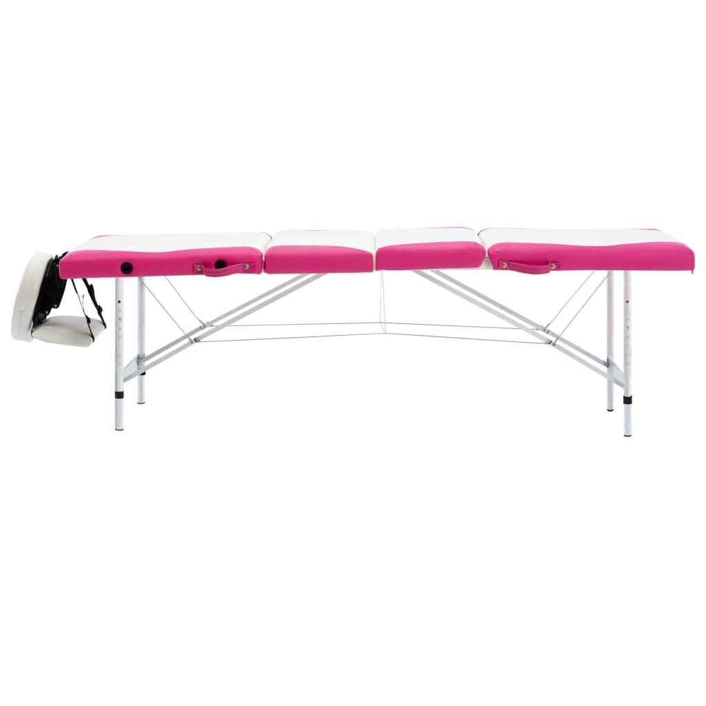 Generisch Massageliege Klappbar 4-Zonen Aluminiumgestell Weiß und Rosa,Gesundheit & Schönheit,Körperpflege,Massage & Entspannung,Massagetische,23.2KG,110250