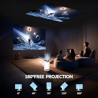 HY300 - Mini Proiettore 4K Videoproiettore Portatile Video WiFi 5 Android 11 Retroproiettore Full HD Supportato per Telefono PC Lap HDMI Home Cinema 180° Rotazione