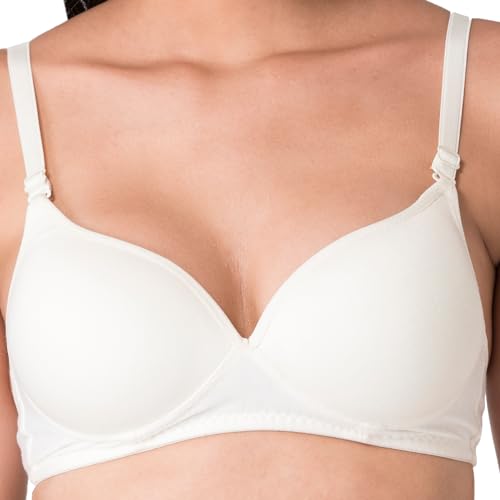 Image of Komli - Heavily Padded Push-Up Bra - Cotton Rich - Balconette - 3 /4th Coverage, Seamless, Wireless, Multiway Straps - T-Shirt Bra