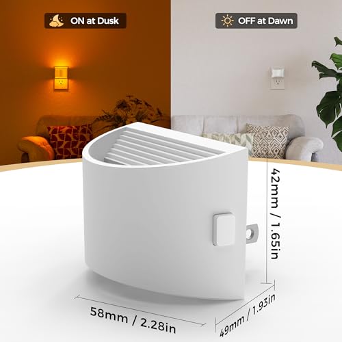 Image of DORESshop LED Night Light[2 Pack], Night Lights Plug into Wall, 3 Level Brightness Adjustable Plug in Night Light, Dusk to Dawn Sensor Nightlights for Adults,Bedroom,Bathroom,Hallway, Amber