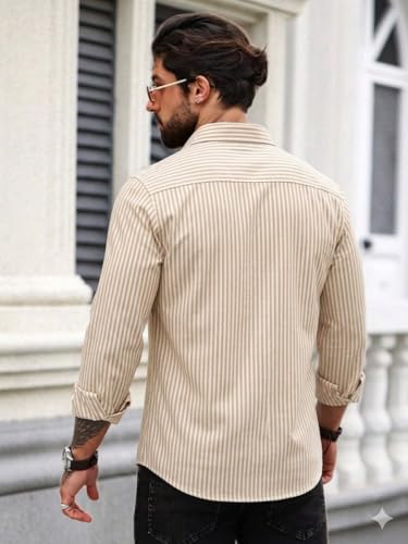 Image of Striped Casual Regular Fit Shirt for Men| Men Full Sleeve Shirt