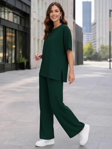 Image of TYSORT Women Casual Summer co ords Set Track Suit Oversized Top Baggy Pant,Top and Pajama Set