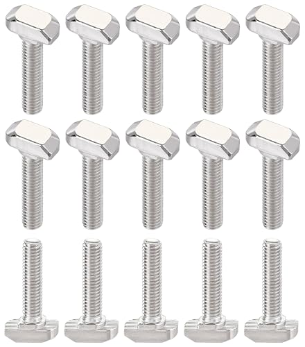 Image of M6 x 30mm T-Slot Drop-in Stud Sliding Bolts, Carbon Steel Hammer Head Bolt T Screw, T-Bolt T Shape Stud Sliding Screw for 30 Series Aluminum Profile, 20PCS