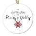 First Christmas as Mommy & Daddy 2018 Tree Ornament Infant Girl Boy Newborn Son Daughter 1st Time New Parents Porcelain Keepsake Cute Red Snowflake 3" Flat Ceramic w Red Ribbon & Free Gift Box OR00022