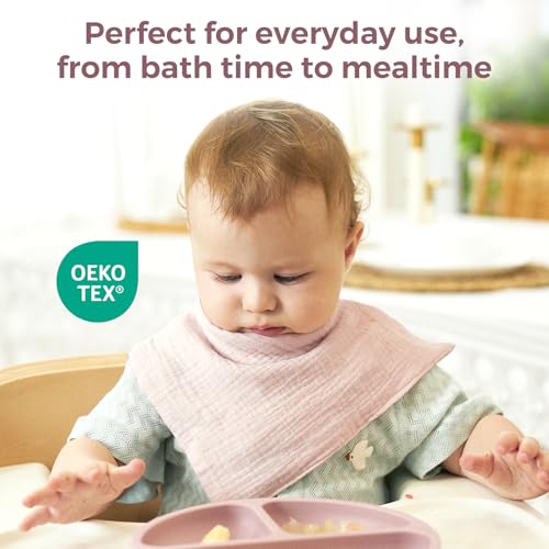 Image of Momcozy Baby Washcloths - 4 Layer Design| Medium Thickness| Soft & Absorbent| Premium Cotton for Newborns' Skin-Great for Bathing, Wiping & on-the-go Use, Shower Gift and Essential(5 Pack, 10x10 inch)