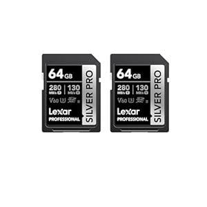 Lexar Silver PRO SD Karte 2x64GB, UHS-II SD Speicherkarte, V60, U3, C10, bis zu 280MB/s Lesen, 130MB/s Schreiben, SDXC-Karte für DSLR/Kamera/Fotografen/Vide... (LSDSIPR064G-B2NAA)
