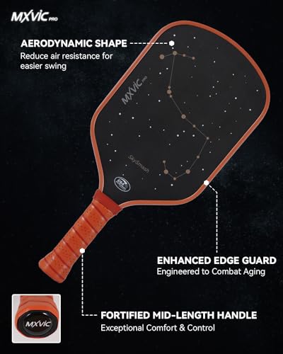 MXVIC Pickleball-Paddle 16mm, T700 Carbon Fiber Textured Surface (CFS), USAPA Approved Hybrid Control Paddle with Cover, Eraser Cleaner | 2024 High Grit & Spin Racket, Intermediate, Professional