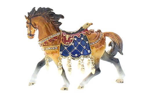 Ciel Jeweled Austrian Crystal Hinged Trinket Box Running Horse Eagle Saddle #TOP3