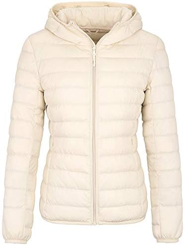 Wantdo Women's Lightweight Winter Coats Packable Short Down Jacket Beige 2XL