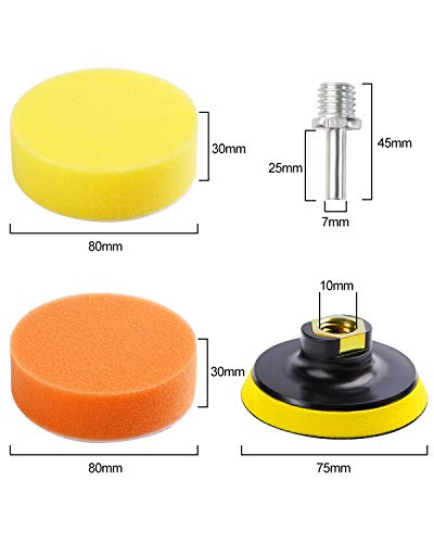 Mido Professional Abrasive Buffing Pads For Drill 22Pcs Foam Drill Buffing Kit Car Drill Polishing Kit For Car Sanding, Buffing, Waxing(18 Pads+2 Drill Adapters+2 Suction Cups) #TOP1