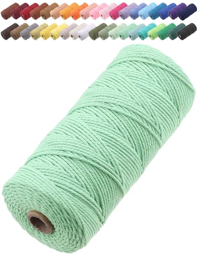 GOHOF Macrame Cord 2mm x 205m Premium Cotton Macrame Rope, 3 Strand Twisted Soft Cotton Cord