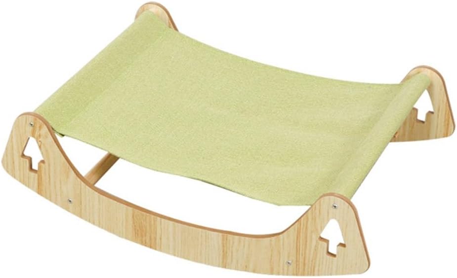 Indoor pet cat Swing Bed, Solid Wood Cat Dog Shelves and Perches, Comfortable and Breathable Linen mat