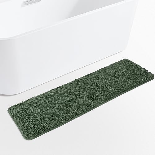 Yeaban Dunkelgrün 47 x 17 Badezimmerteppich - Dicke Chenille Badematten | Saugfähiger und...