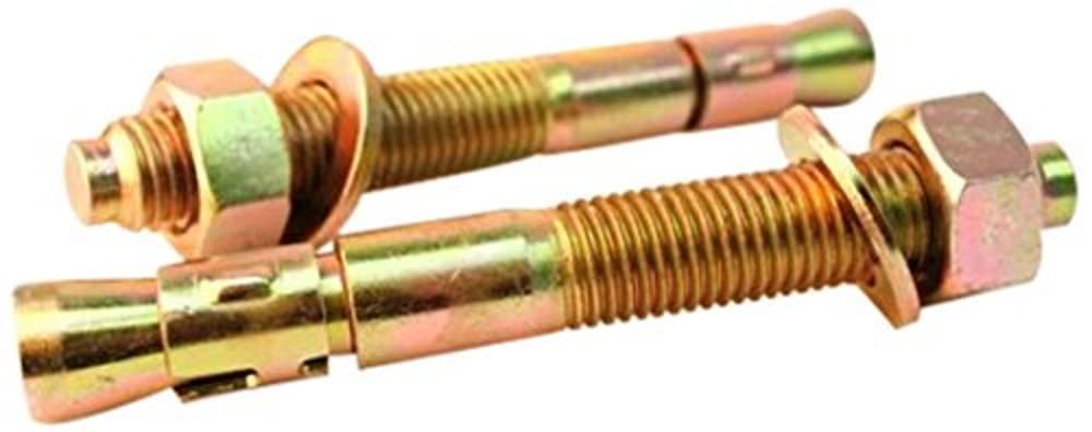 Merriway Yellowed Bh03985 (5 Pcs) Steel Projecting Through Bolt Wedge Anchor, Yzp 8.8 M10 X 90 Mm - Pack Of 5 Pieces